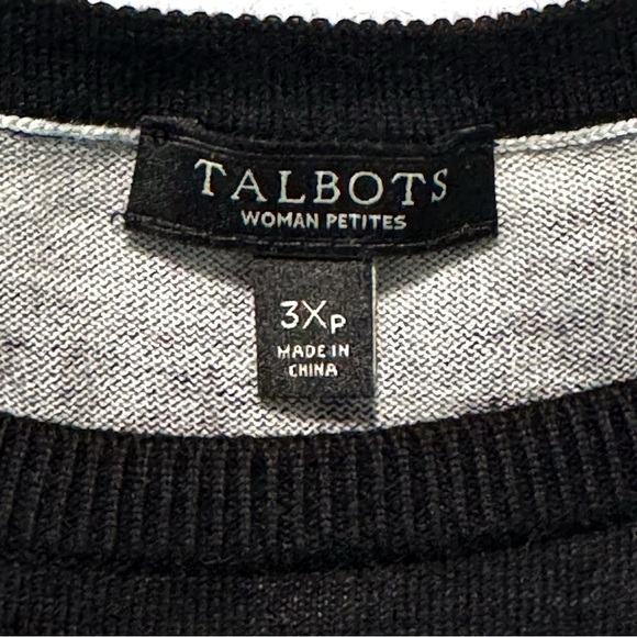 Talbots 3X Petite Black Butterfly Peplum Sweater - Picture 3 of 8